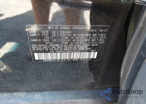 2021 Subaru Outback Onyx Edition Xt from USA, damaged, VIN 4S4BTGLD4M3206543